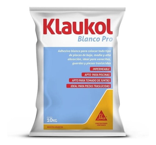 Adhesivo Klaukol Blanco Pro Por 10 Kgs - Apto Para Piletas