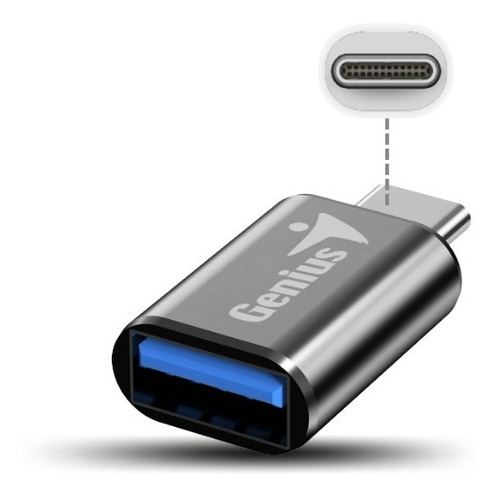 Z Adaptador Genius Acc-c2a Usb-c A Usb-a Dark Grey