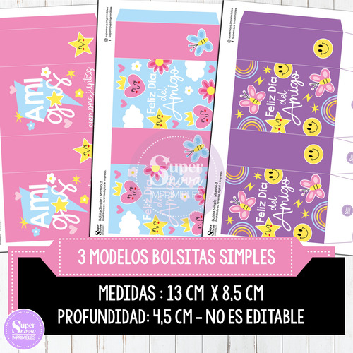 Kit Imprimible Bolsitas Simples Día Del Amigo Amistad