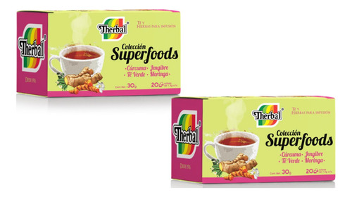 Te Colección Súper Foods Therbal 2 Paq De 20 Sobres C/u