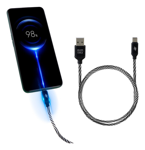 Cable De Carga Rápida Usb A Tipo C Slim Company De 92cm Para Transferencia De Datos Trenzado Color Negro