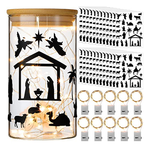 480 Pieces Nativity Mason Jar Decals Religious Stickers...