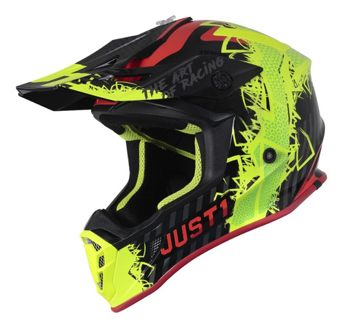 Capacete Just1 J38 Mask Amarelo/ Verml Motocross Trilha  Bmx