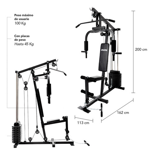 Home Gym Multifuncional Xtreme Force 45 Kg Con Poleas