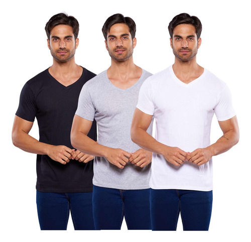 Paquete De 3 Playeras Alfani Blancas Cuello V Para Hombre 