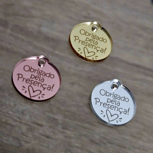 10 Tags - Obrigado Pela Presença - 2cm Dourado/ Rose
