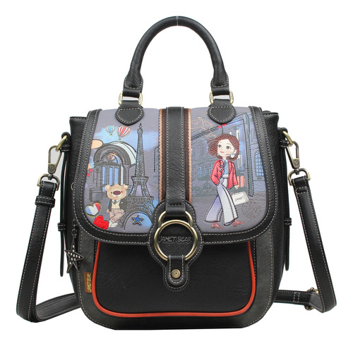 Bolso Convertible Con Estampado Paris Dream Janet Bear J038a