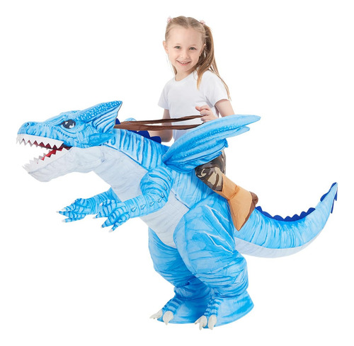 Disfraz Dinosaurio Inflable Fiesta Azul Para Niños Niñas