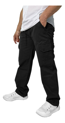 Pantalon Cargo Mom Gabardina Sin Puño Hombre