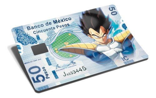 Billete Vegeta Sticker P/tarjeta Banco Acabado Holográfico