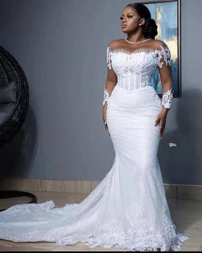 Vestidos De Noiva Com Cauda De Peixe E Renda De Um Ombro Só