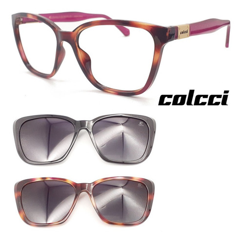 Oculos Feminino Colcci Bandy 3 Ff5 Com 2 Clipons Solar Pm