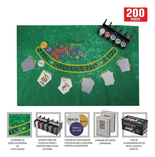 Juego De Fichas De Póquer De 200 Piezas,juego Texas