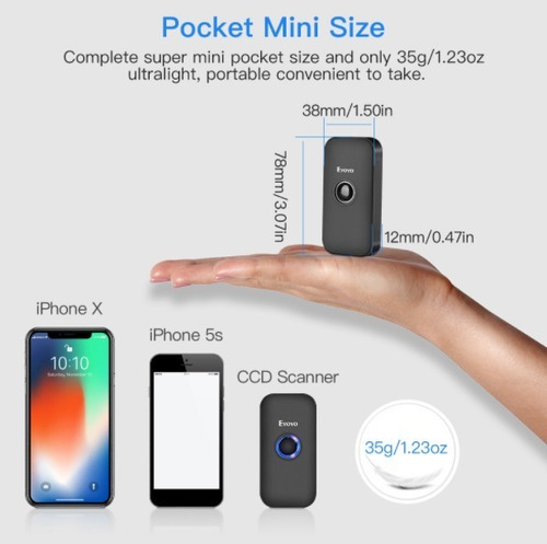 Scanner 1d Leitor Código Barras Wireless Bluetooth Usb Ey009 Cor Laser 12V