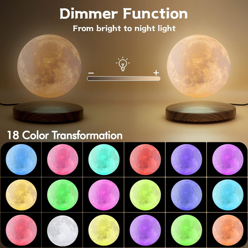 Lámpara De Luna Levitante, Luz Nocturna De 18 Colores Impres