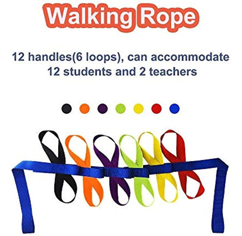 Cuerda para Caminar Anti-pérdida de Nylon Colorida al Aire Libre 146 Pulgadas / 370 cm para 12 niños y 2 Maestros N/G Cuerdas para Caminar de Seguridad para niños para niños en Edad Preescolar 