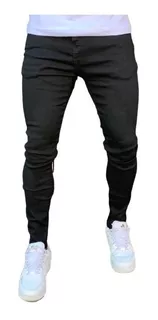 Calça Jeans Masculina Skinny Preto Com Lycra Justa