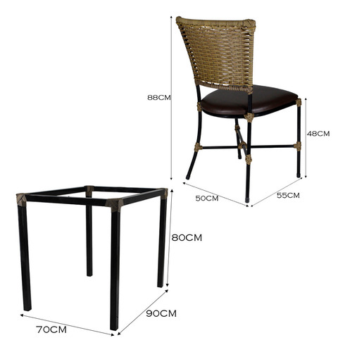 Conjunto Mesa E 4 Cadeiras Gramado Para Área Gourmet