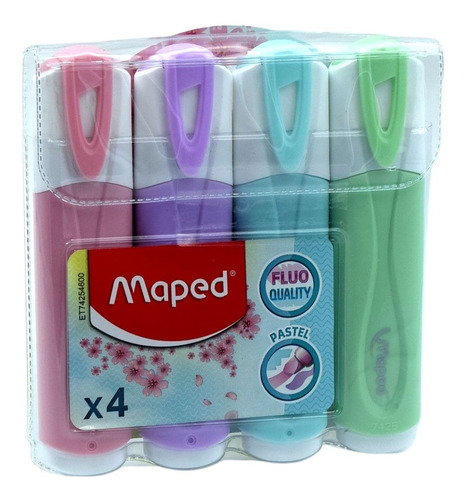 Marcatextos Pastel Maped Fluoquality Cont 4 Colores Variados