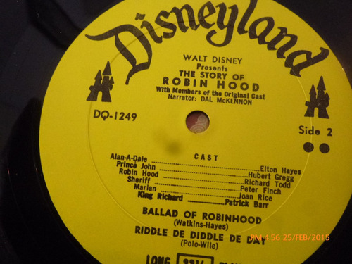 Vinilo Lp De Robin Hood -- Walt Disney (u1035