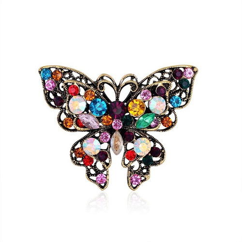 Broche Pin  Diseño De Mariposa  Cristales De Colores