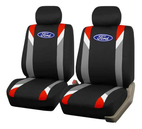 Cubreasiento Funda Tela Negro Rojo Ford Logo Bordado