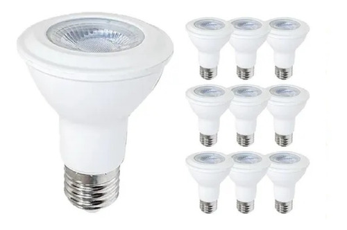 Kit 10 Lâmpada Led Par 20 7w Branco Frio Bivolt Decoração Cor da luz Branco-frio 110V/220V