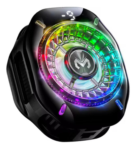 Ventilador Cooler Para Celular Memo Cx10 Con Luces Rgb Negro