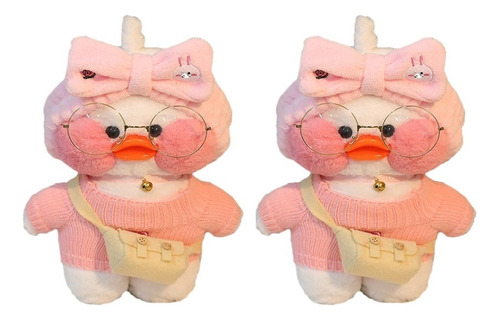 2pcs Lalafanfan Café Peluche, Patito Blanco Con Accesorios