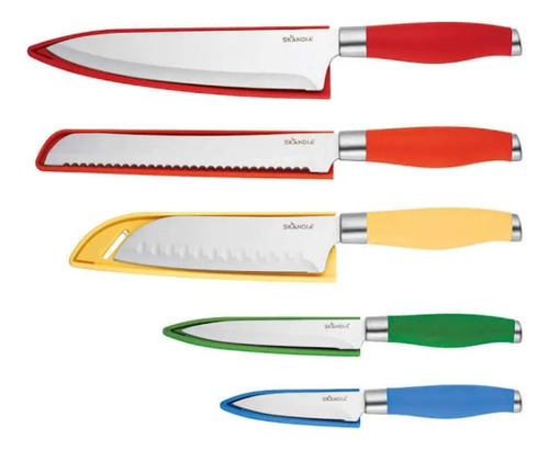 Juego De Cuchillos Acero Inoxidable 5 Piezas Skandia Color Multicolor Multicolor