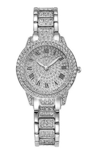 Reloj De Diamantes De Imitación Para Mujer + Pulsera