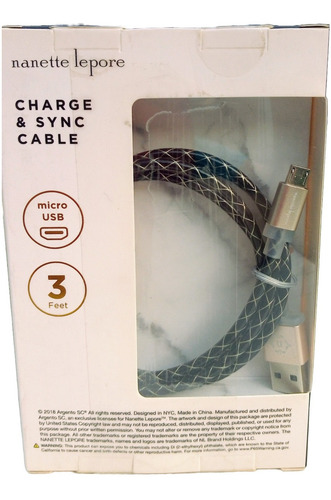 Cable Metálico Micro Usb B De Uso Rudo Sync Nanette Lepore