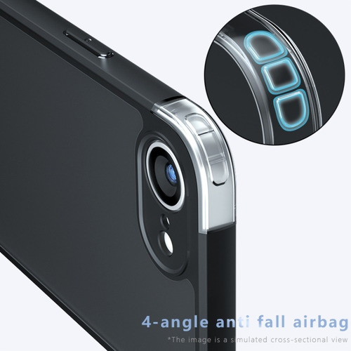 Capa Preta Fosca À Prova De Choque E Durável Para iPhone 16e