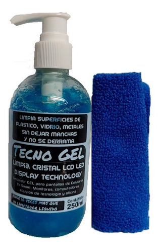 Limpia Pantallas Tecno Gel Celular Lcd Led Tft 250 Ml + Paño
