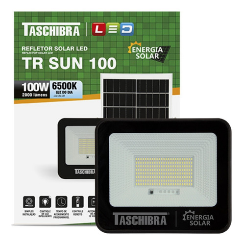 Refletor Led Solar Tr Sun 100w 6500k Preto Taschibra Preto Branco