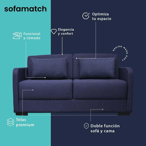 Futón Mediano Wem Sofamatch, Tela Quantum, Patas Natural