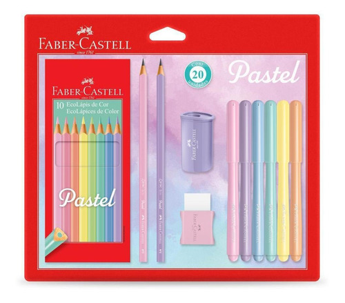 Kit Pastel Faber: Lápis De Cor Canetinha Borr. Apont. Lápis