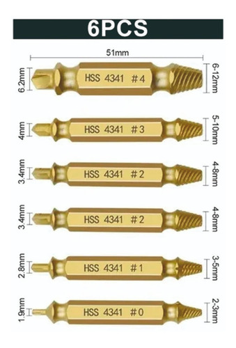 Imagen 2 de 8 de Extractor De Tornillos Rotos X6 Doble P Guiller