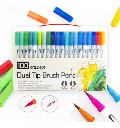 100 Bolígrafos De Doble Punta, Colores Brillantes Para
