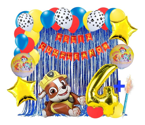 Globos Paw Patrol Rubble Kit Decoración Fiesta