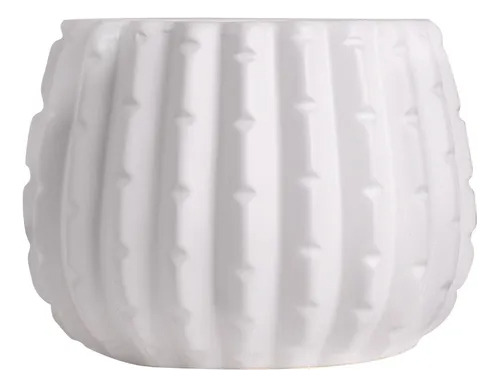 Maceta De Cerámica Cactus Blanca 18 X 15 Cm Elegante Blanco