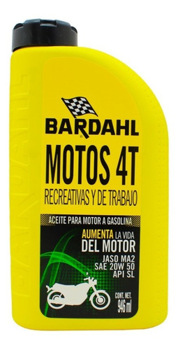 Aceite Moto 4 Tiempos 20w50 Bardahl Botella 946ml