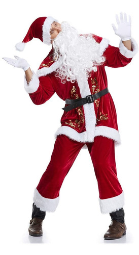 ShiyiUP Disfraces de Papá Noel para Navidad Traje de Cosplay para Hombre 2XL