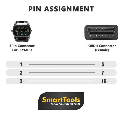 Imagen 6 de 7 de Adaptador Scanner Kymco 3 Pines A Obd2 Moto