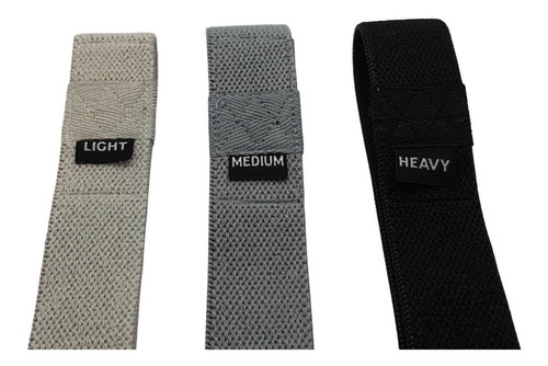 Bandas De Resistencia De Tela Antideslizante Largas Set De 3 Color Gris Claro, Gris y Negro