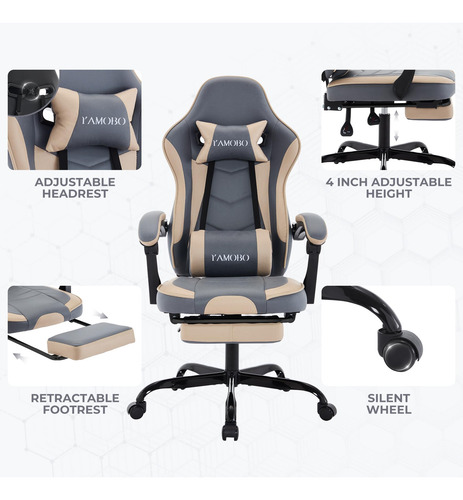 Silla De Juegos Con Soporte Lumbar Ergonómico Y Reposapiés