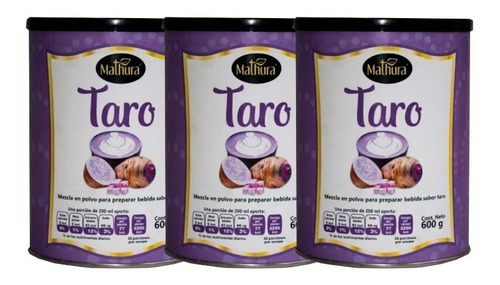 3 Latas De Taro En Polvo De 600g Marca Mathura Envio Gratis