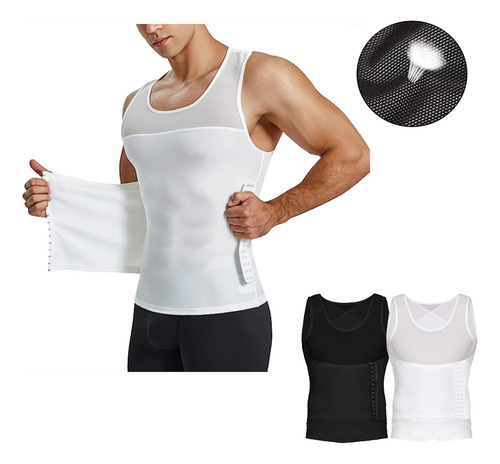 2pz Camiseta Faja Reductora Modeladora Hombre Doble Soporte