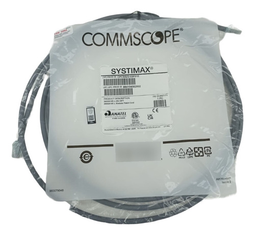Patch Cord Cat6a Lszh 3,05m U/utp Cinza Systimax Commscope