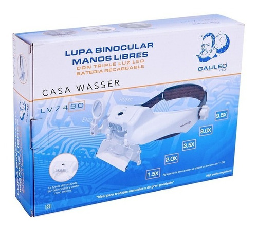 Lupa Manos Libres Recargable Usb Triple Led